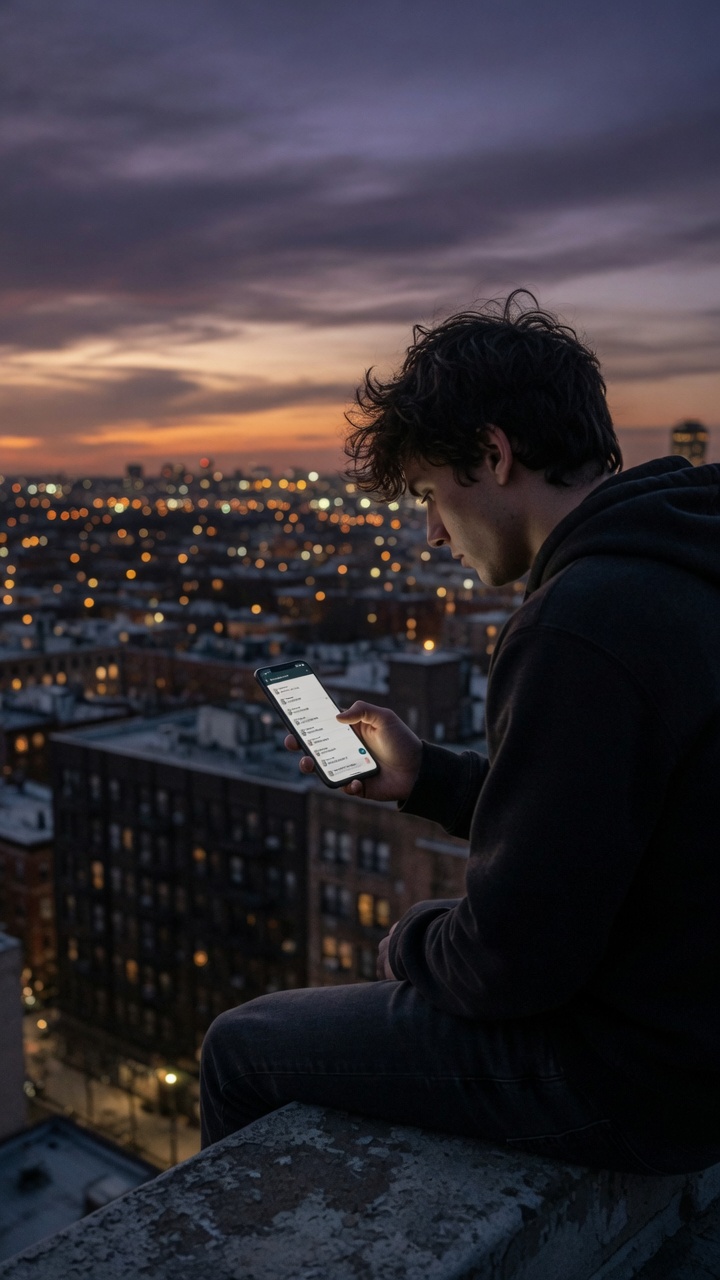 A person sitting alone with their phone nearby, waiting for a message that doesn't come