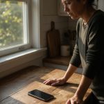 A person holding their phone, pausing before realizing they can no longer call their dad