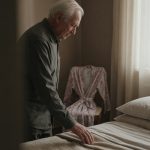 A man sitting alone in a quiet house, surrounded by his wife's things, not knowing how to live without her