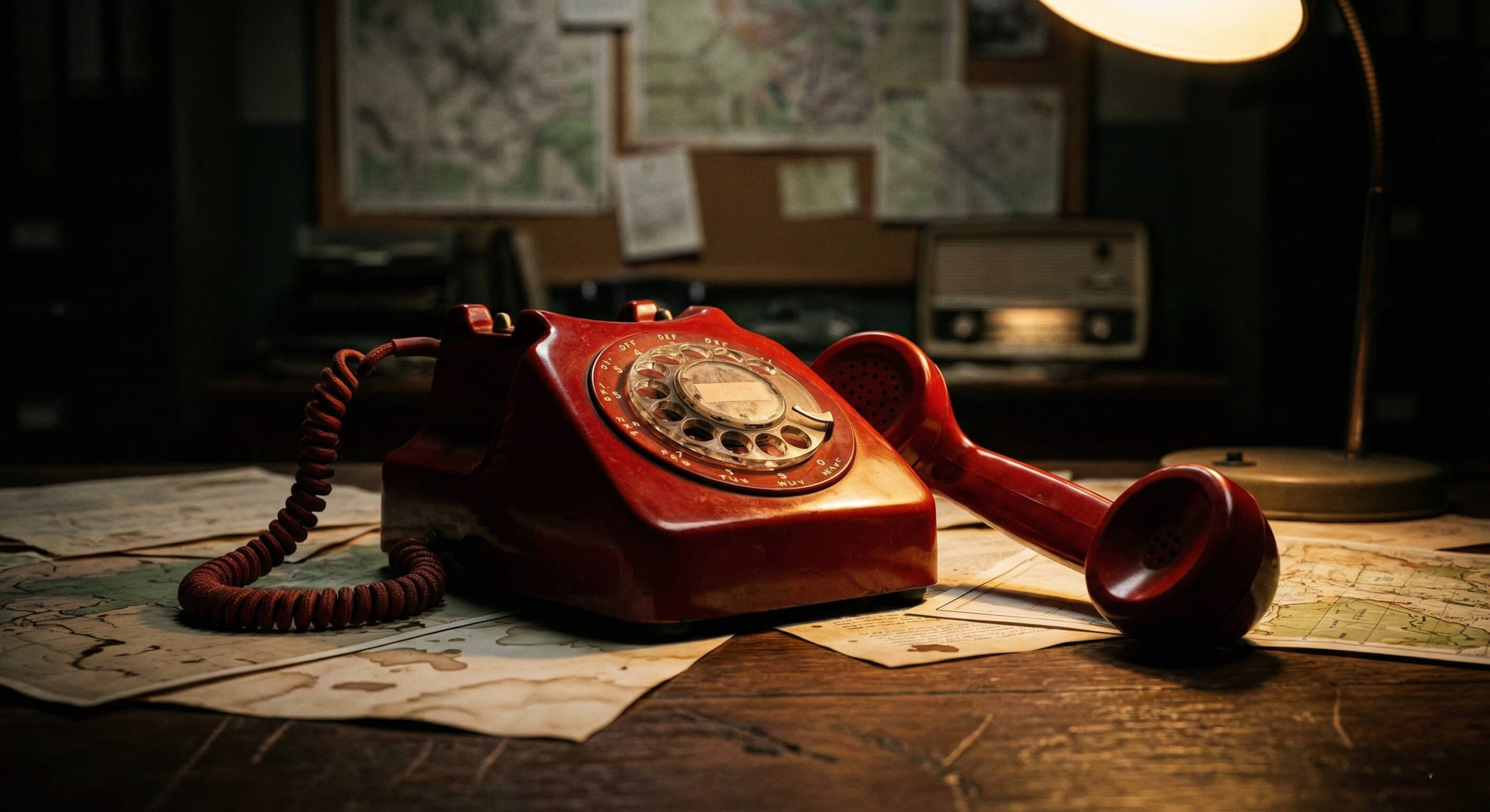 An old rotary phone resting on a table