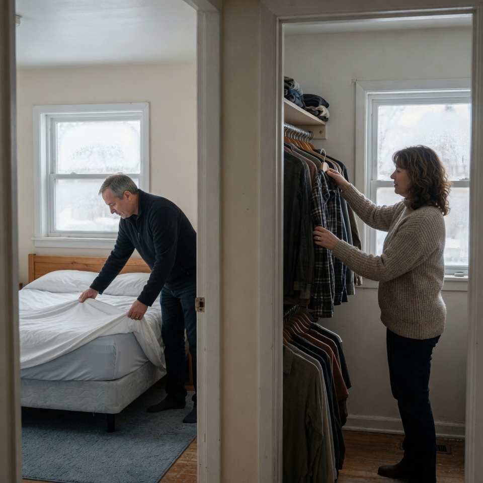 Someone standing at a window in the dark — the uncertainty of not knowing if the marriage is over