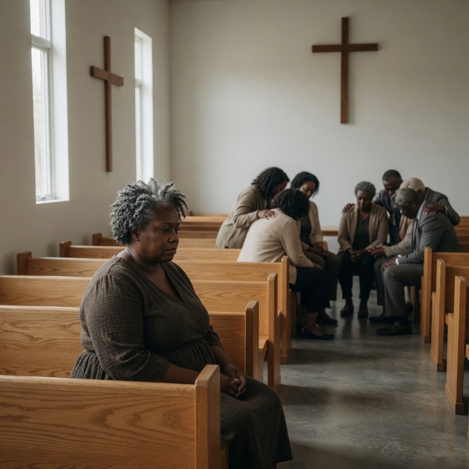 A woman alone in quiet — the spiritual loneliness of faith that once felt closer