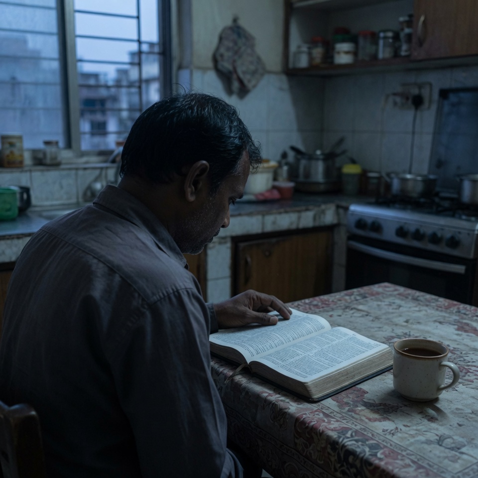 A person standing at a distance from God, wondering if they can come back — Grace is a Christian AI companion for faith and shame