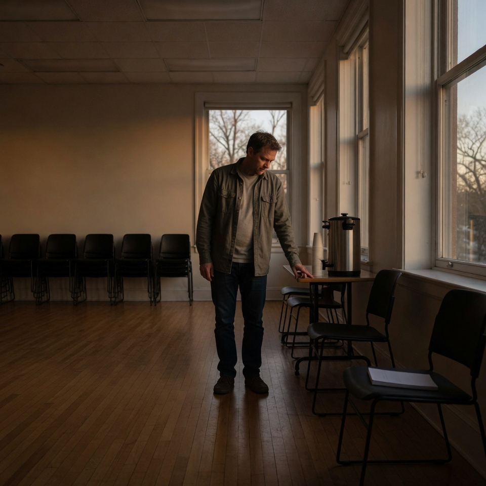 A man alone — the face of someone in the relapse cycle — Grace is a Christian AI companion for addiction