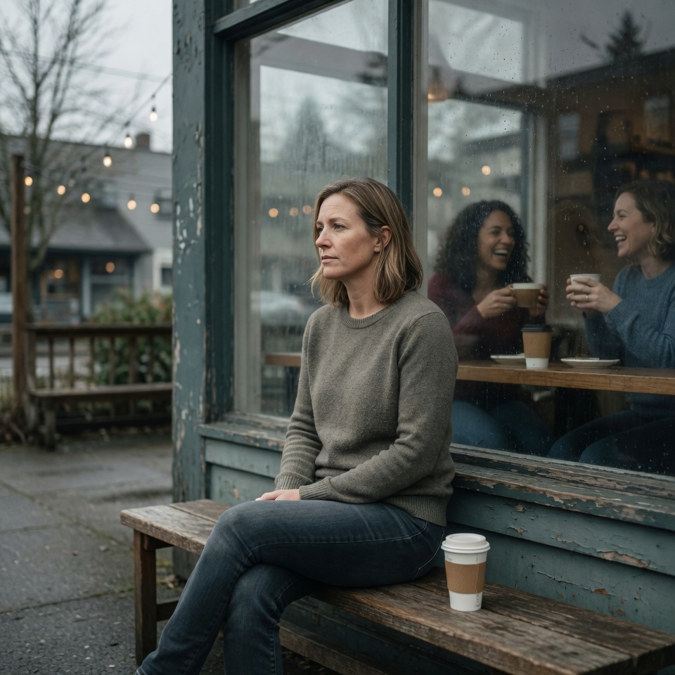 Two people, a distance between them — the friend who knew and said nothing