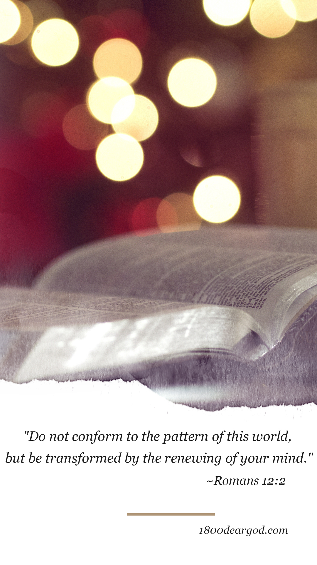 Open Bible with warm golden light — Romans 12:2, transformed by the renewing of your mind
